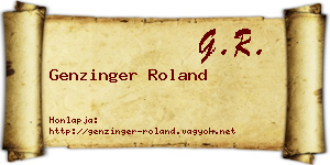 Genzinger Roland névjegykártya